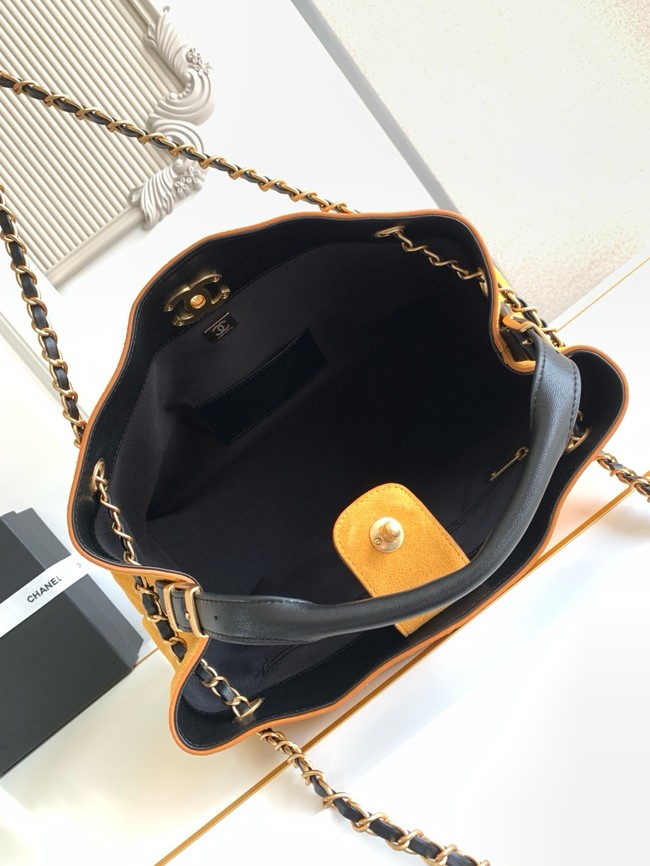 CHANEL Shopping Bag AS5434 black&yellow