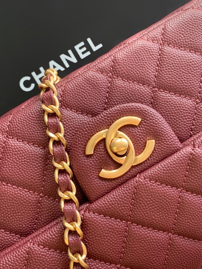 CHANEL Mini Flap Bag with Top Handle AS5702 burgundy