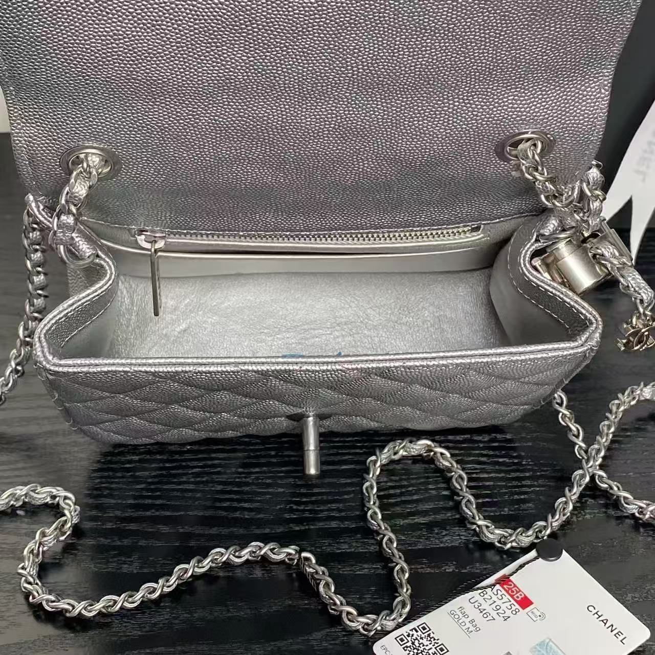 Chanel Mini Flap Bag Original Caviar Leather AS5759 Silver