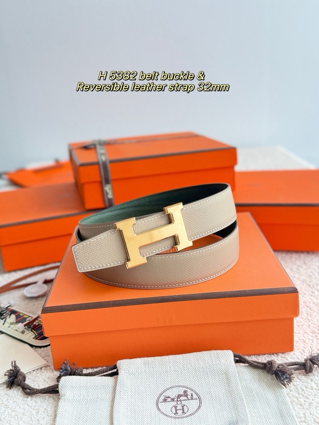 Hermes Epsom calfskin double-sided leather belt 66002