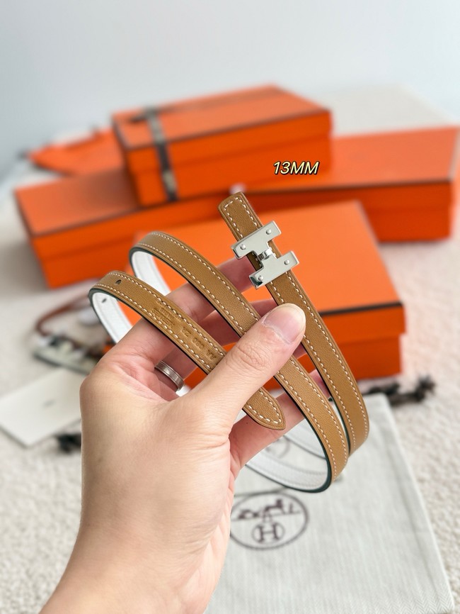 Hermes Swft & Epsom calfskin double-sided leather belt 66025