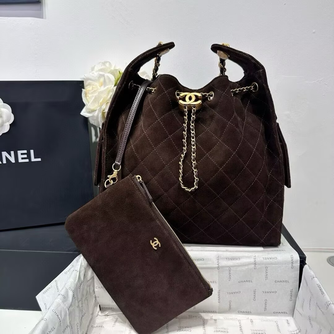 CHANEL 25 Medium Handbag AS5311 Sude Dark Brown
