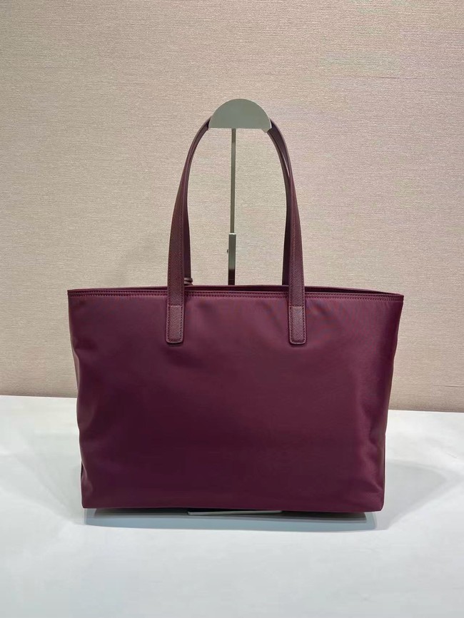 Prada Re-Edition 1978 medium Re-Nylon and Saffiano leather tote bag 1BG555 burgundy