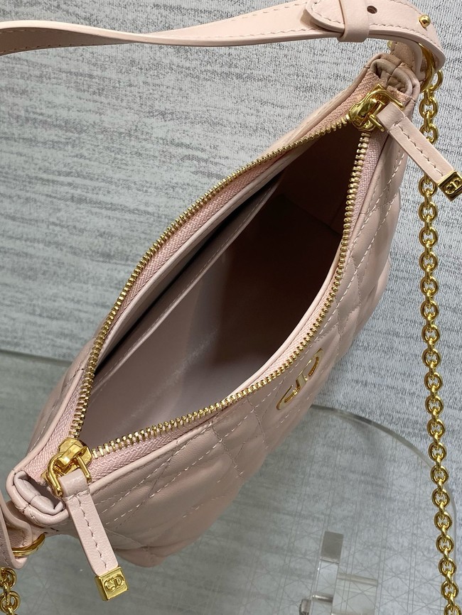 Miss Caro Diorling Mini Bag with Chain Powder Pink Macrocannage Lambskin S5253U