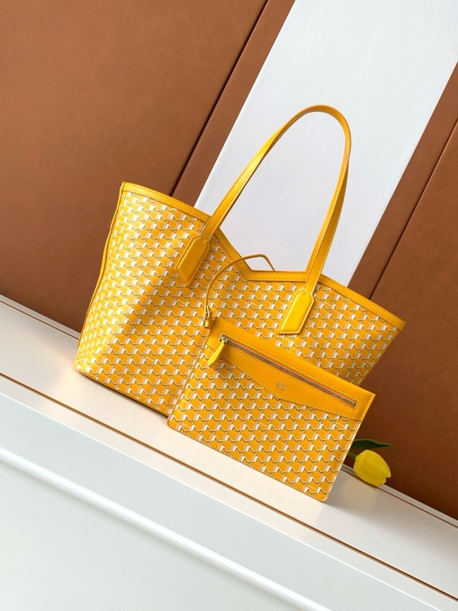 Goyard Calfskin Leather Tote Bag MM M8002 yellow