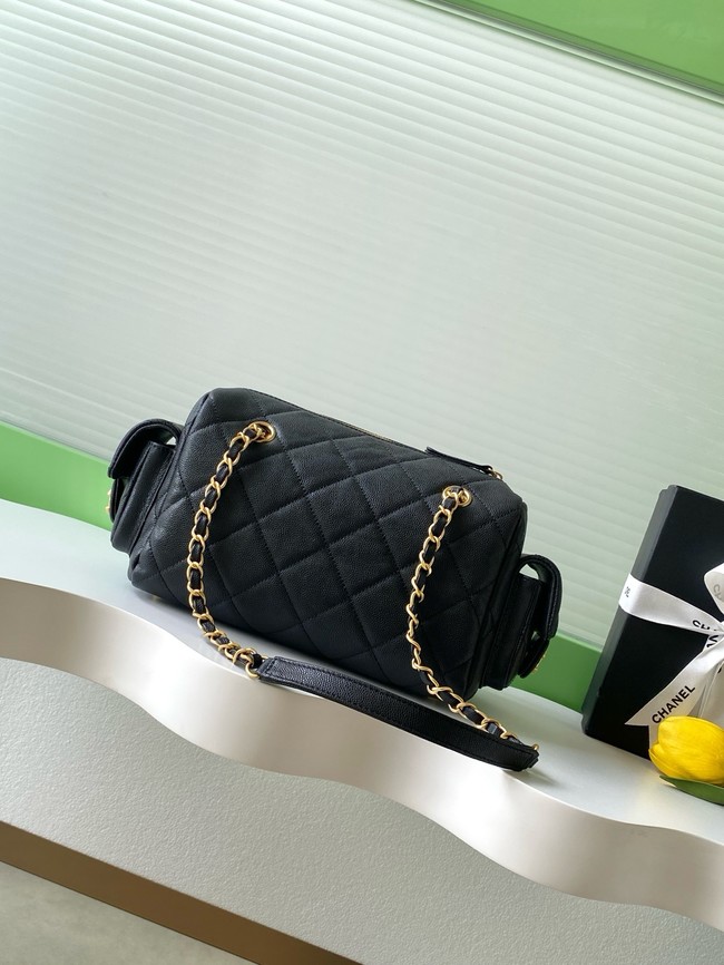 CHANEL Small Bowling Bag Grained Calfskin AS5792 black