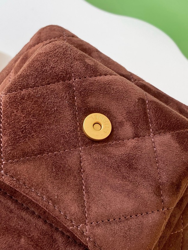 CHANEL Small Bowling Bag Suede AS5791 burgundy