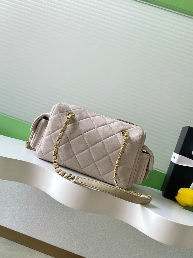 CHANEL Small Bowling Bag Suede AS5792 Beige