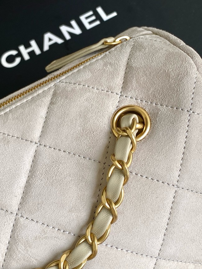 CHANEL Small Bowling Bag Suede AS5792 Beige