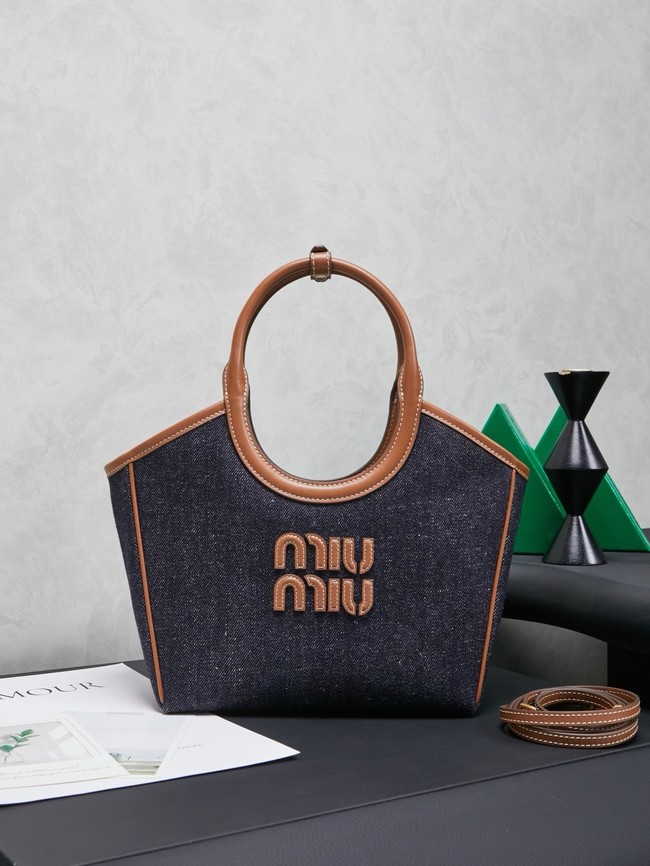MIU MIU Leather Shoulder Bags 5GB288 Denim blue