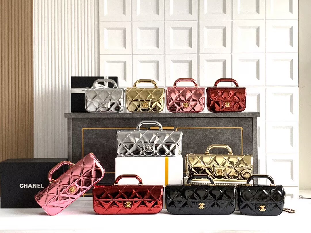 Chanel 25K Original Patent Leather Top Handle Bag A6321 Gold