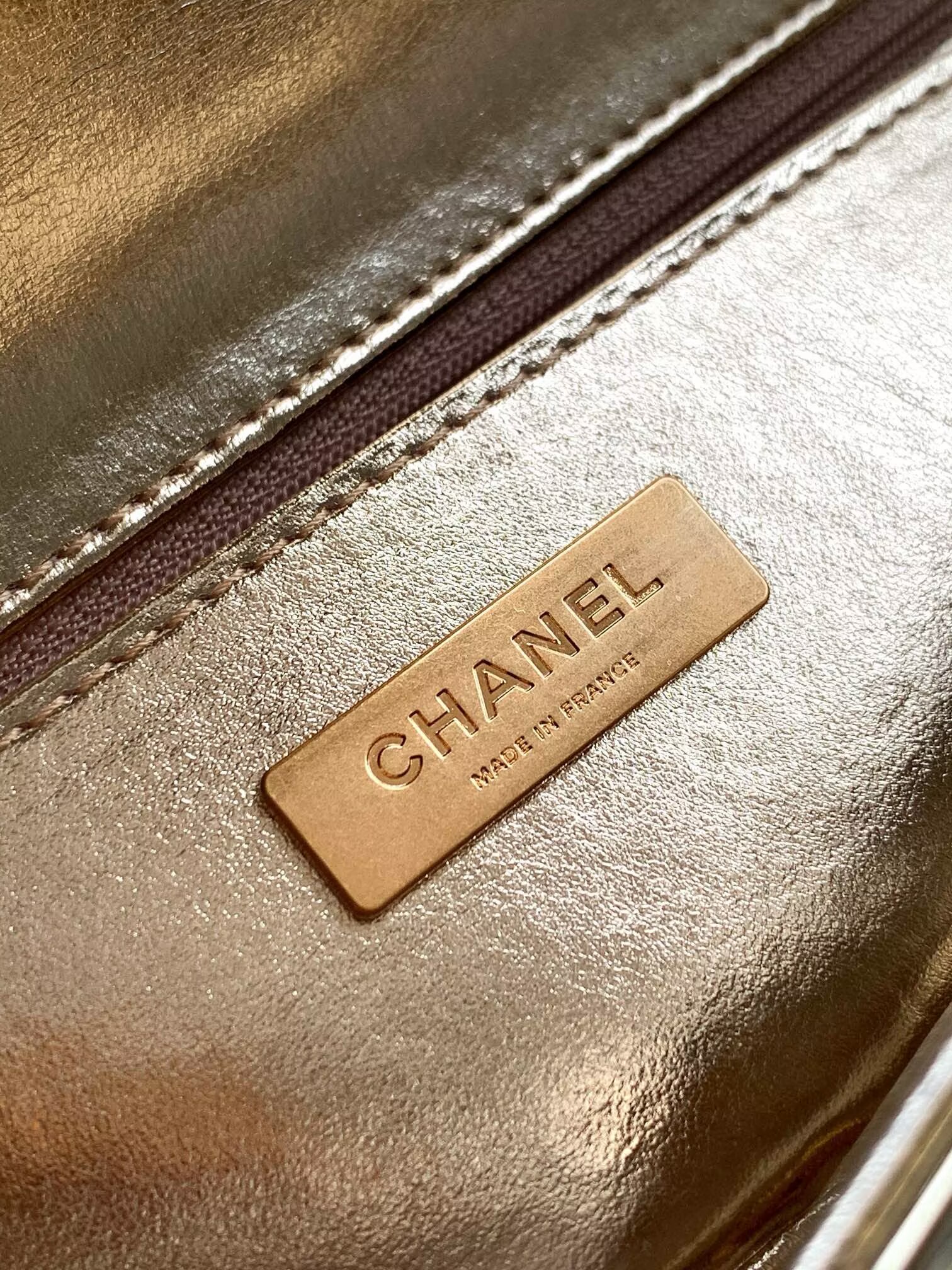 Chanel 25K Original Patent Leather Top Handle Bag A6321 Gold