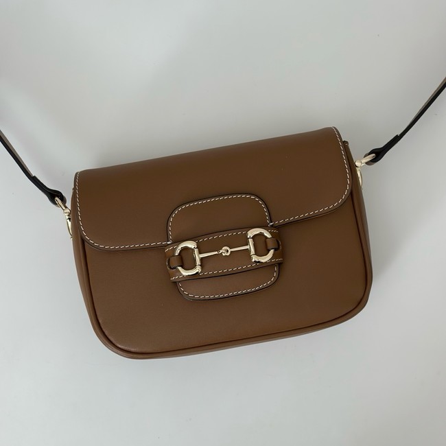 Gucci small shoulder bag leather 815205 brown
