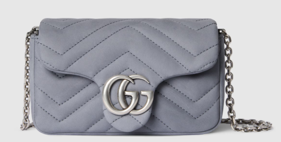 GUCCI GG Marmont mini shoulder bag Variation 841290 Variation dusty blue suede