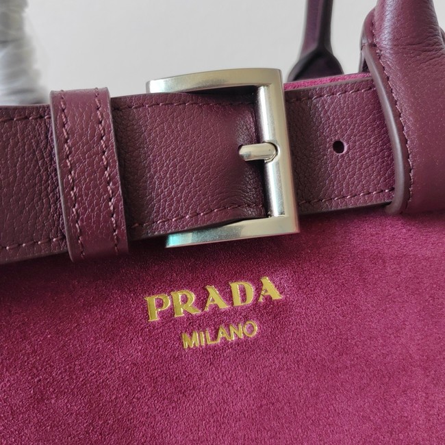 Prada medium leather tote bag 1BA434 Purple red