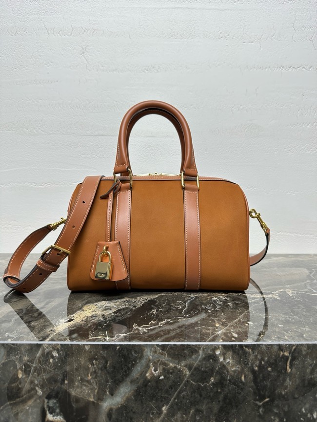 Celine LARGE BOSTON in SUEDE CALFSKIN 121323 TOBACCO