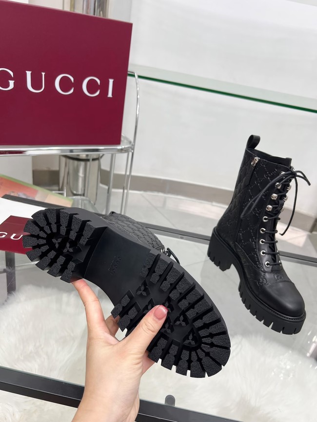 Gucci Womens lace-up ankle boot with GG 840739-1