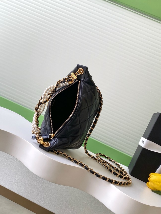 Chanel Lambskin Hobo Handbag AS5898 black