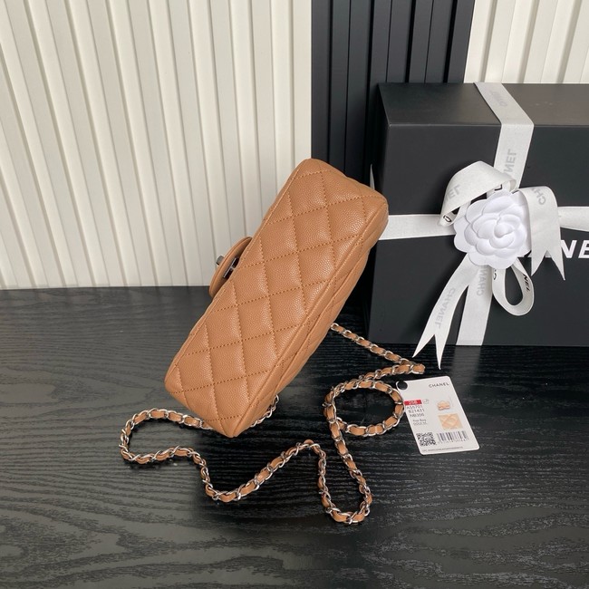 CHANEL Clutch With Chain AS2701 brown&Silver Metal