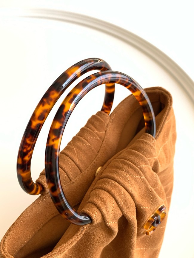 CHANEL Hobo Bag Suede AS6010 Camel