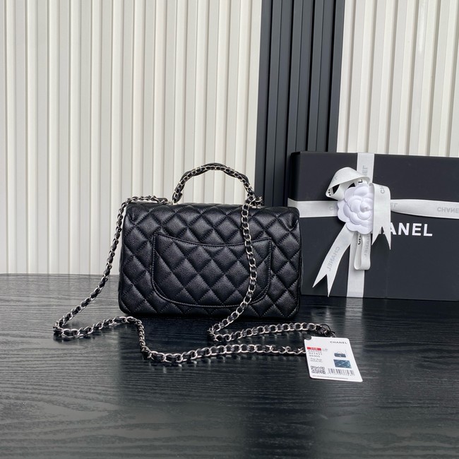 CHANEL Mini Flap Bag with Top Handle AS5702 black&Silver Metal