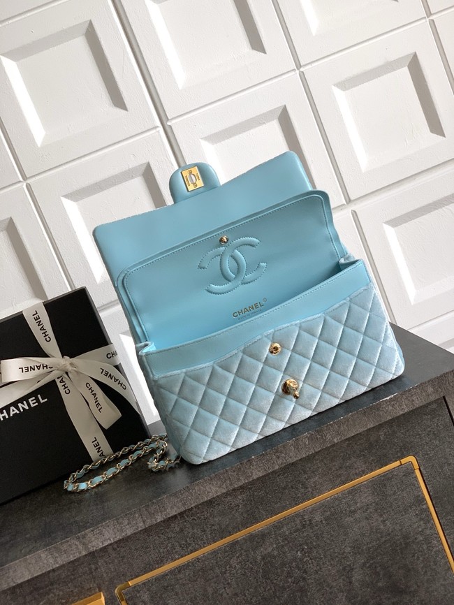 CHANEL Classic 11.12 Handbag velvet A01112 light blue