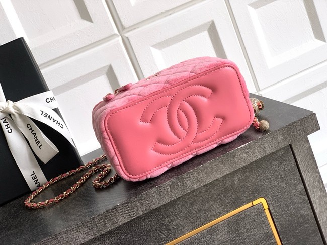 CHANEL velvet Vanity with Chain AP3940 pink