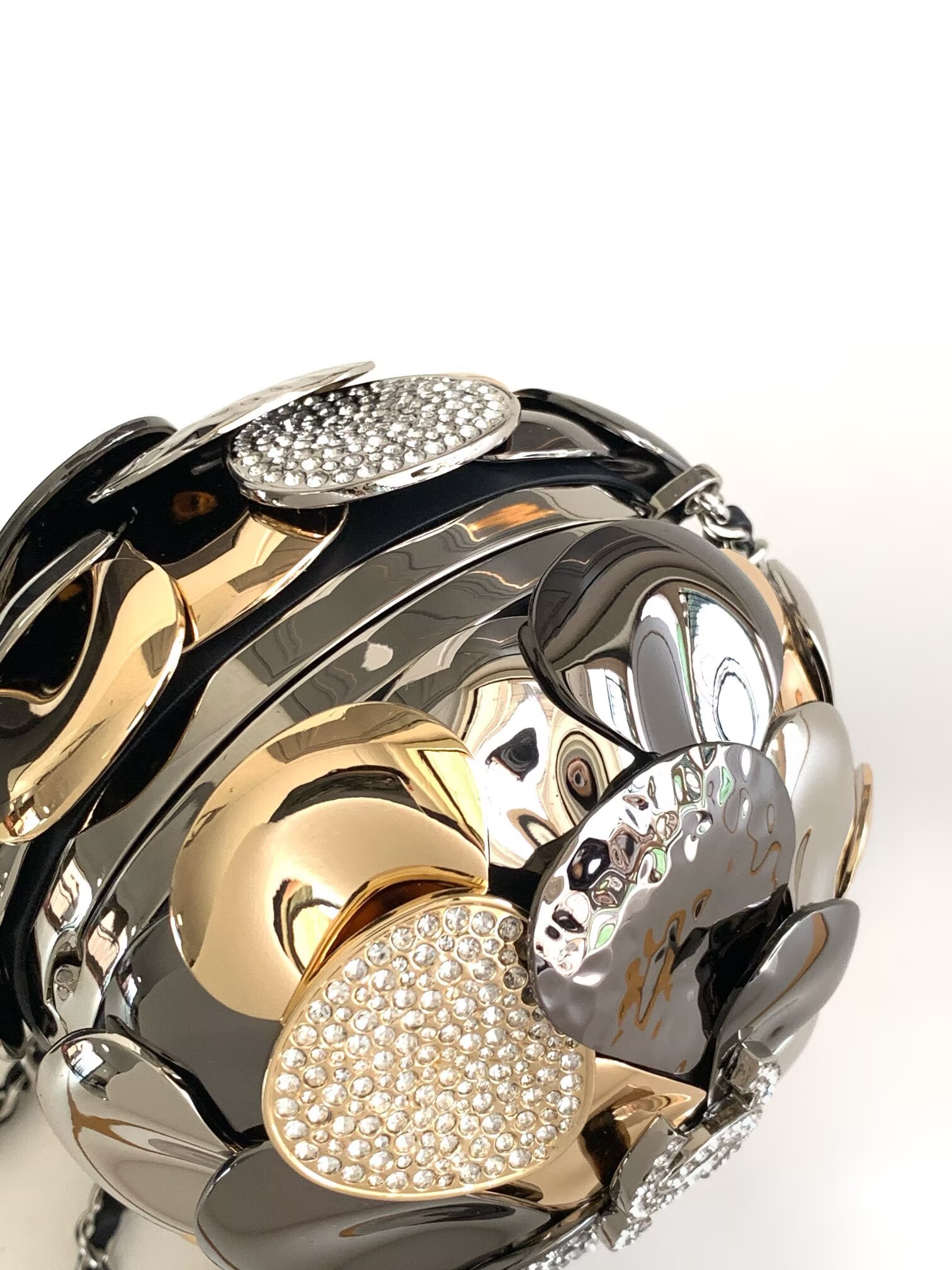 Chanel Camellia With Diamonds Mini Ball Bag 63028 Gold