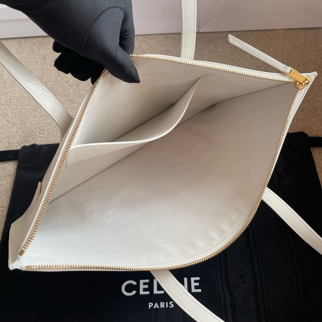 Celine FLAT CABAS NEW LUGGAGE IN GLOSSY CALFSKIN 123963 WHITE