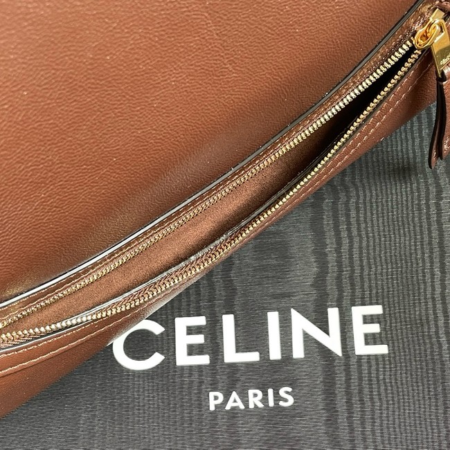 Celine LARGE SMILING NEW LUGGAGE IN SUPPLE SHINY LAMBSKIN 123683 brown