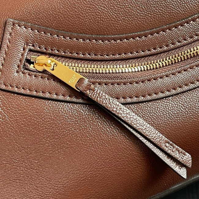 Celine LARGE SMILING NEW LUGGAGE IN SUPPLE SHINY LAMBSKIN 123683 brown