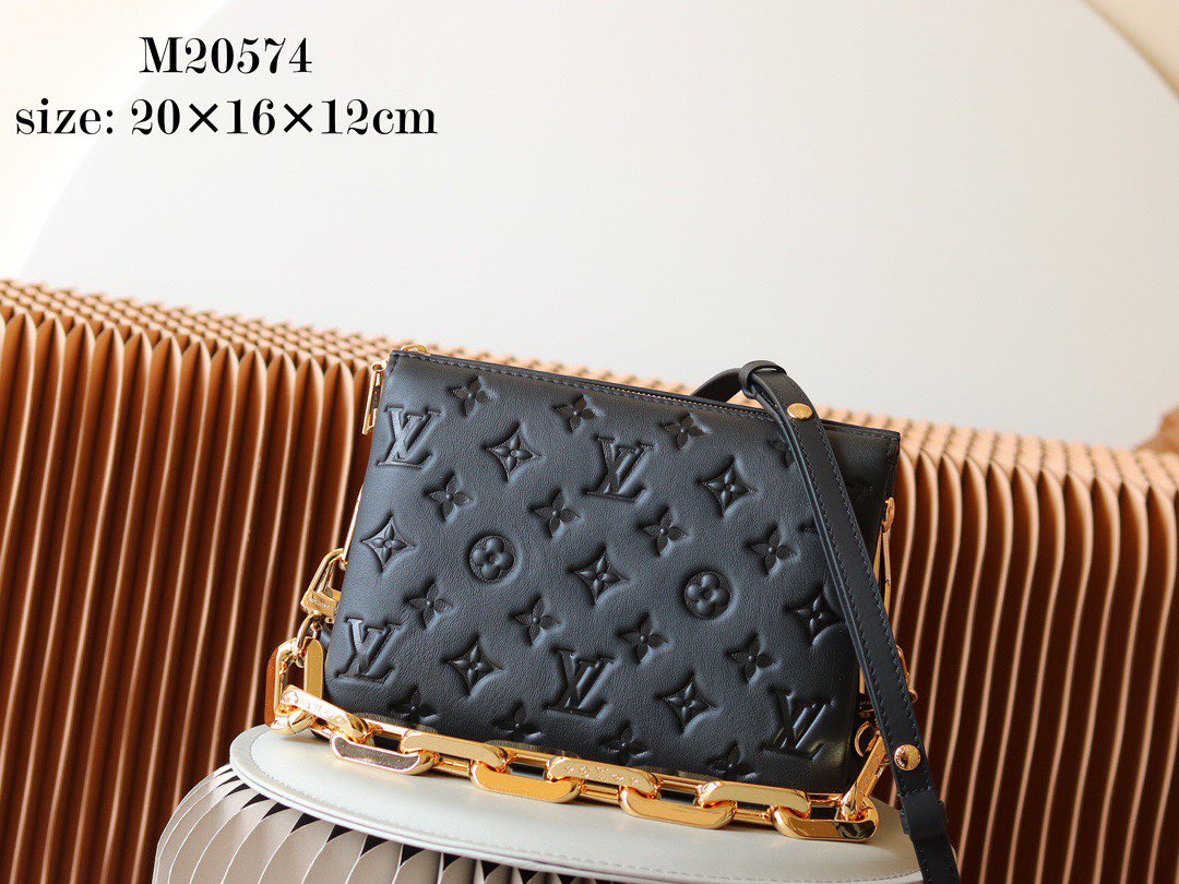 Louis Vuitton Original Leather SKI Coussin BB M20547 Black Gold-Tone