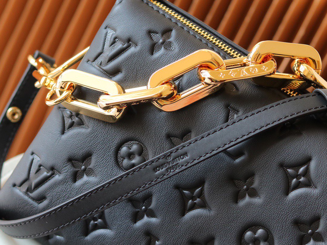 Louis Vuitton Original Leather SKI Coussin BB M20547 Black Gold-Tone