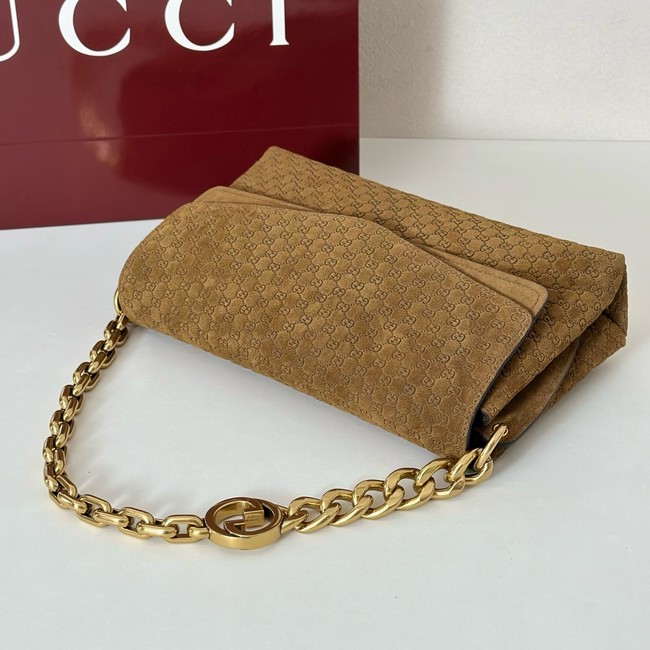 GUCCI Medium shoulder bag with chain Suede 857622 brown