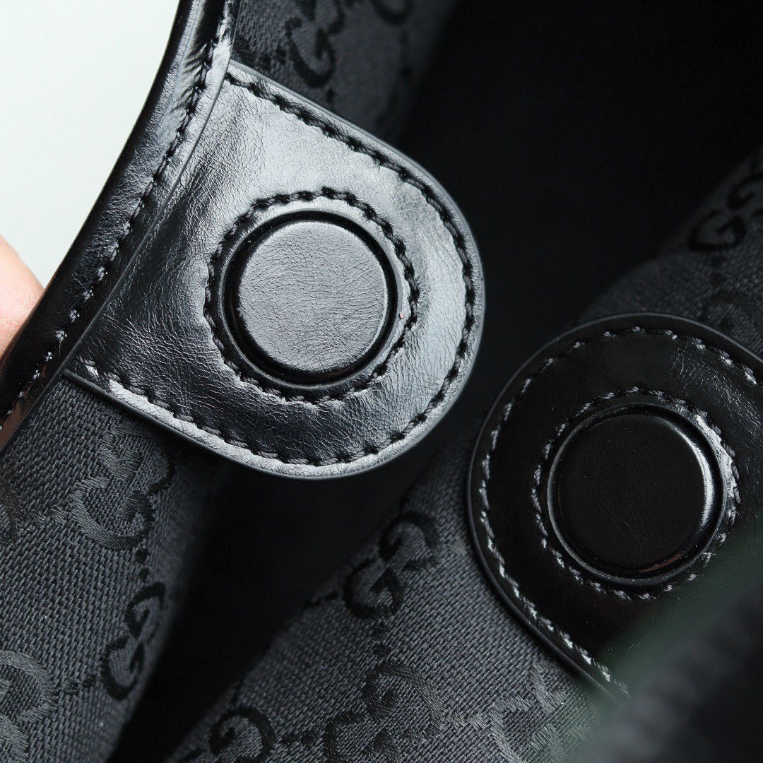 Gucci Giglio Original Oiled Leather large tote GG bag 853971 Black