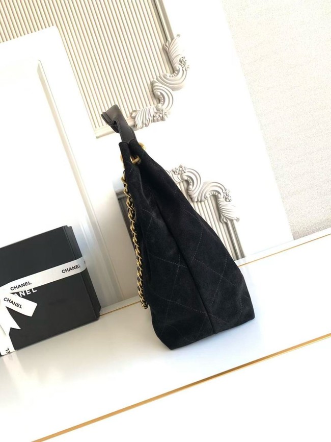 CHANEL Hobo Bag Suede Calfskin AS5978 black