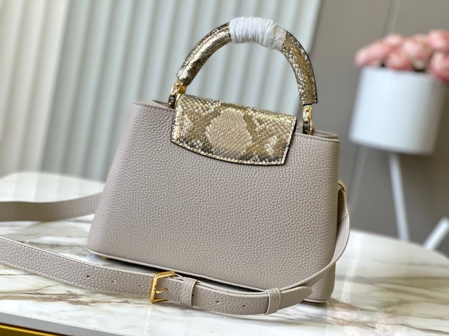 Louis Vuitton Capucines BB M89369 light gray&gold Snake skin