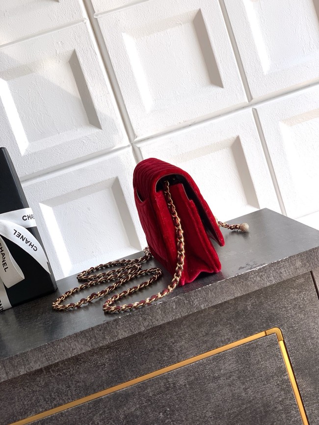 Chanel velvet Wallet On Chain AP1450 red