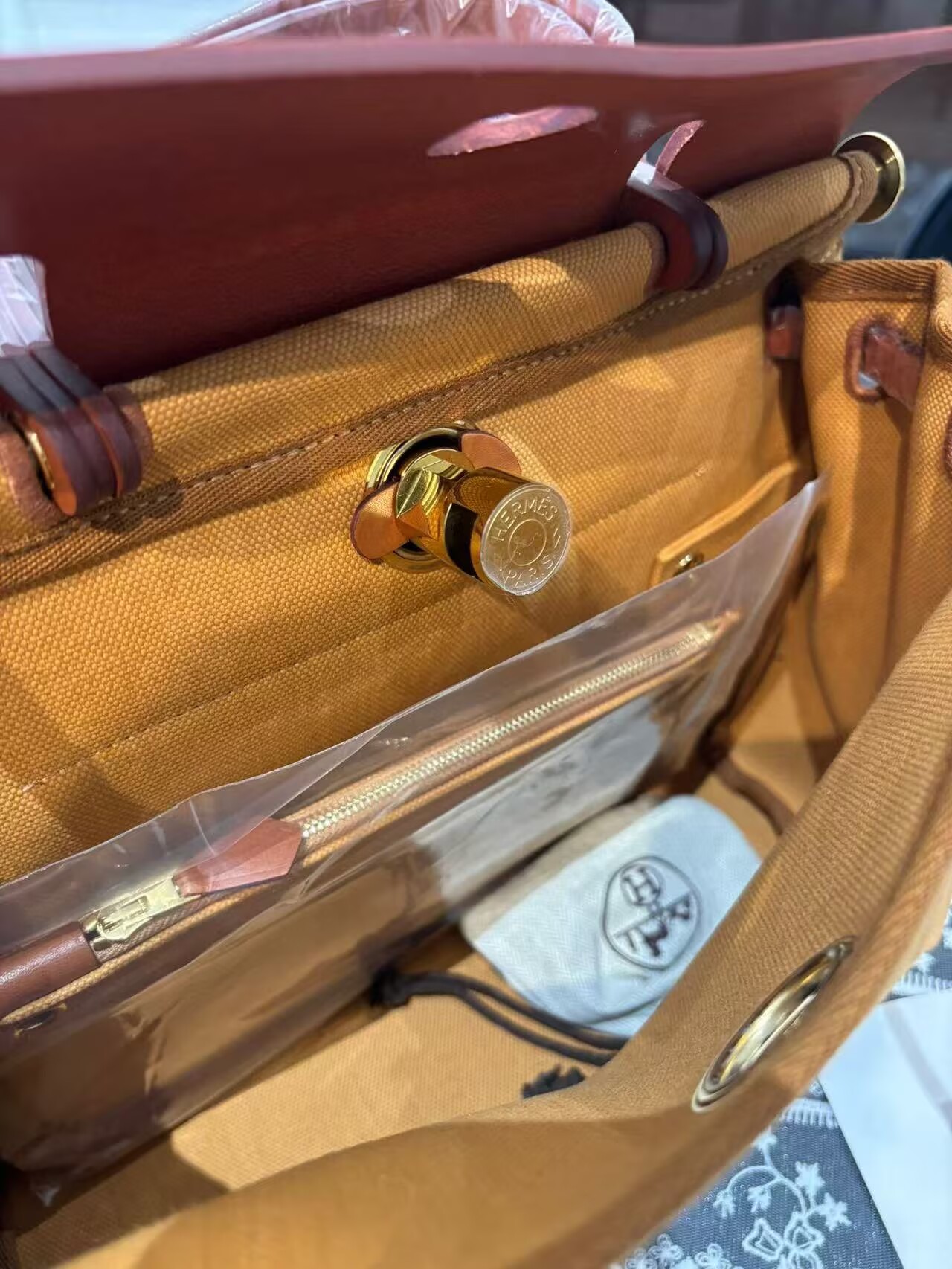 Hermes Herbag 31CM Original Canvas Leather & Calfskin 45987 Brown