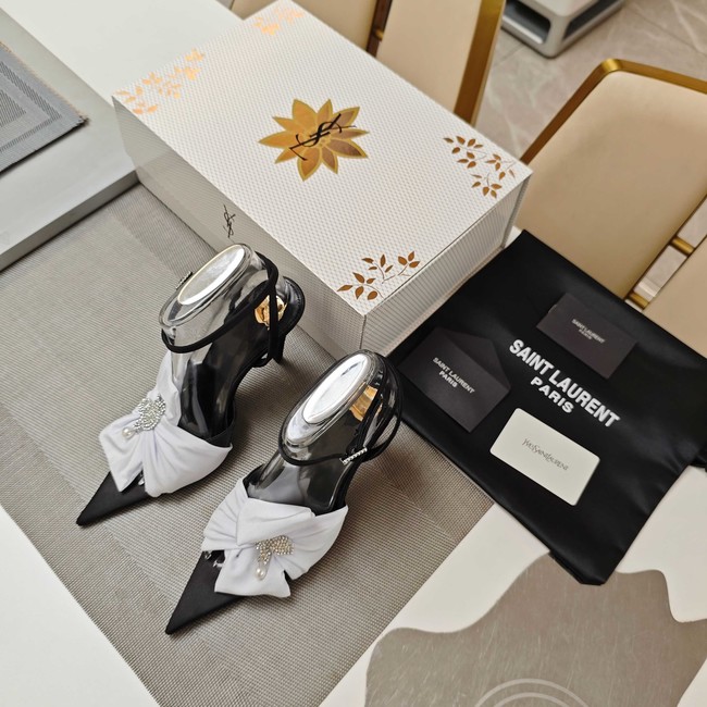 Saint Laurent AMALIA slingback pumps in satin crepe Heel 10.5CM 35964-10