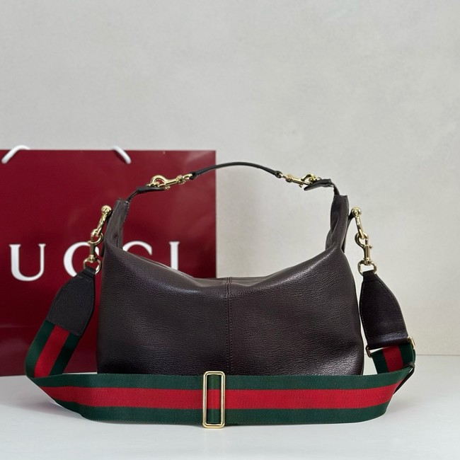Gucci Brera medium crossbody bag 866938 dark brown leather