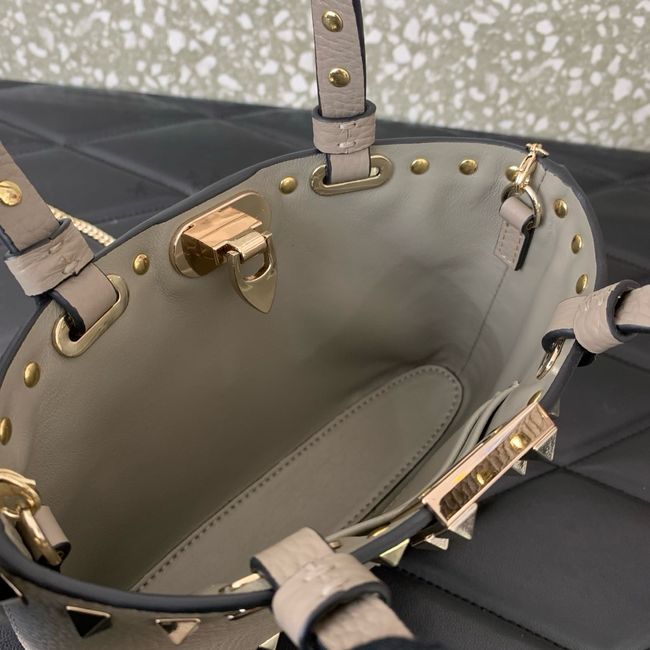 VALENTINO ROCKSTUD mini grained calfskin bag SHI16 gray