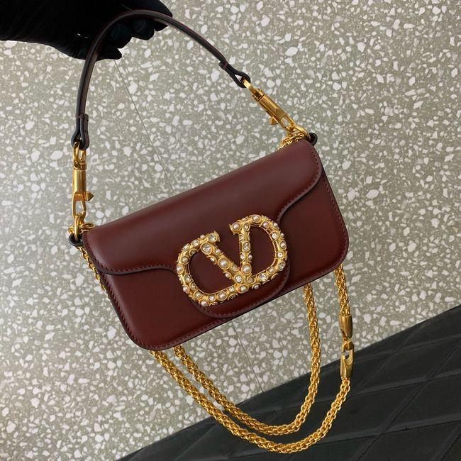 VALENTINO LOCO VLOGO SIGNATURE Small Leather bag WB0K53 burgundy