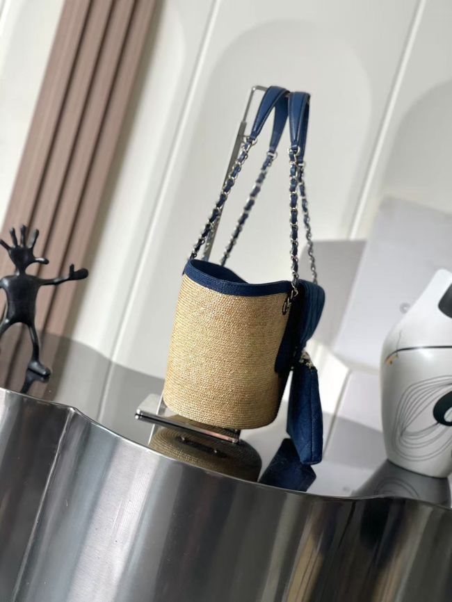CHANEL Small Tote AS5951 Beige & blue