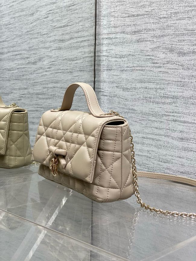 My Dior Mini Bag Cannage patent leather S0985PU Apricot&Golden chain