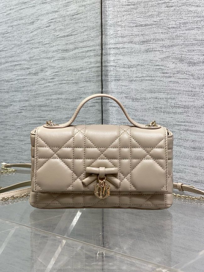 My Dior Mini Bag Cannage patent leather S0985PU Apricot&Golden chain