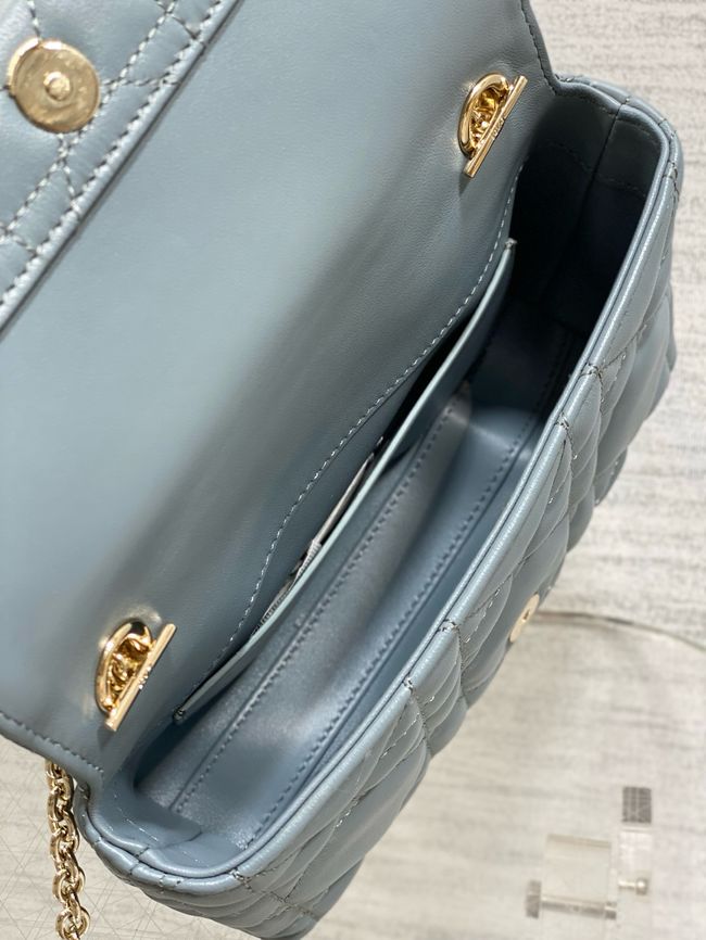 My Dior Mini Bag Cannage patent leather S0985PU blue&Golden chain