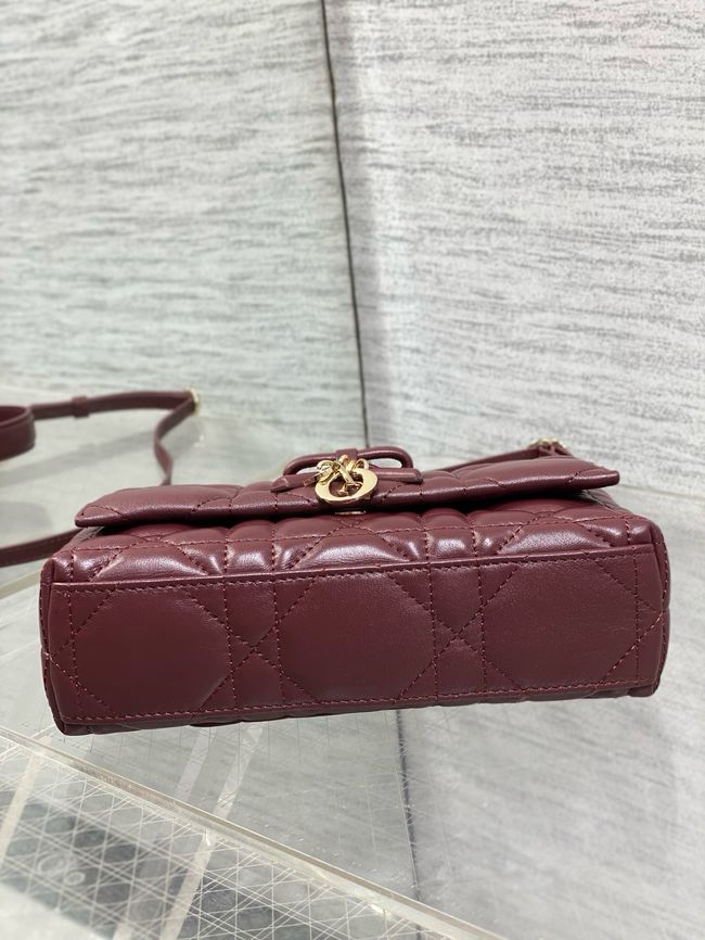 My Dior Mini Bag Cannage patent leather S0985PU burgundy&Golden chain