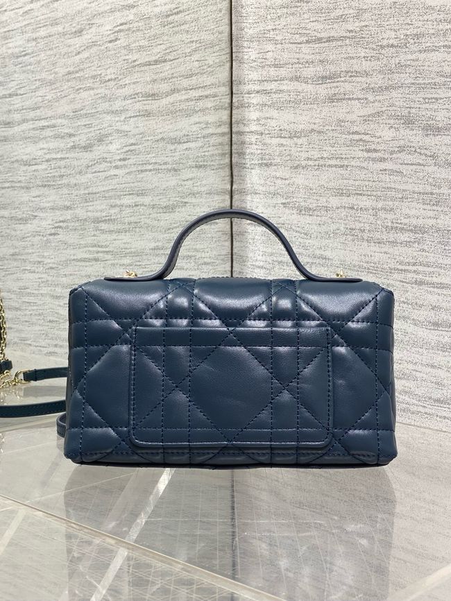 My Dior Mini Bag Cannage patent leather S0985PU dark blue&Golden chain