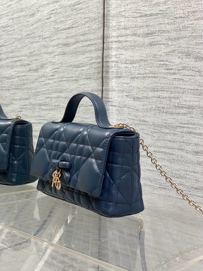 My Dior Mini Bag Cannage patent leather S0985PU dark blue&Golden chain